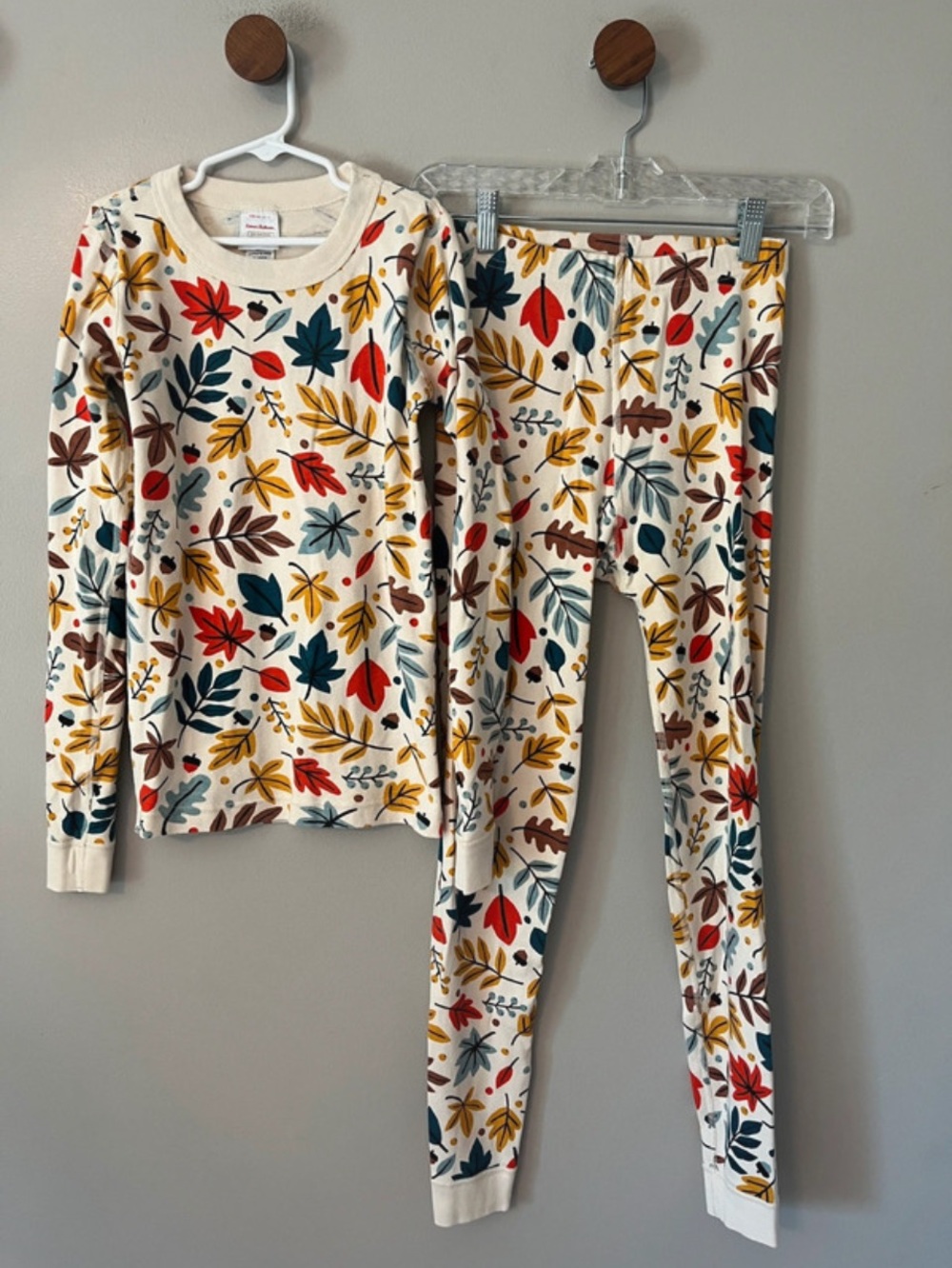 Hanna Andersson Fall Pajama Set Leaves Kid Size 12